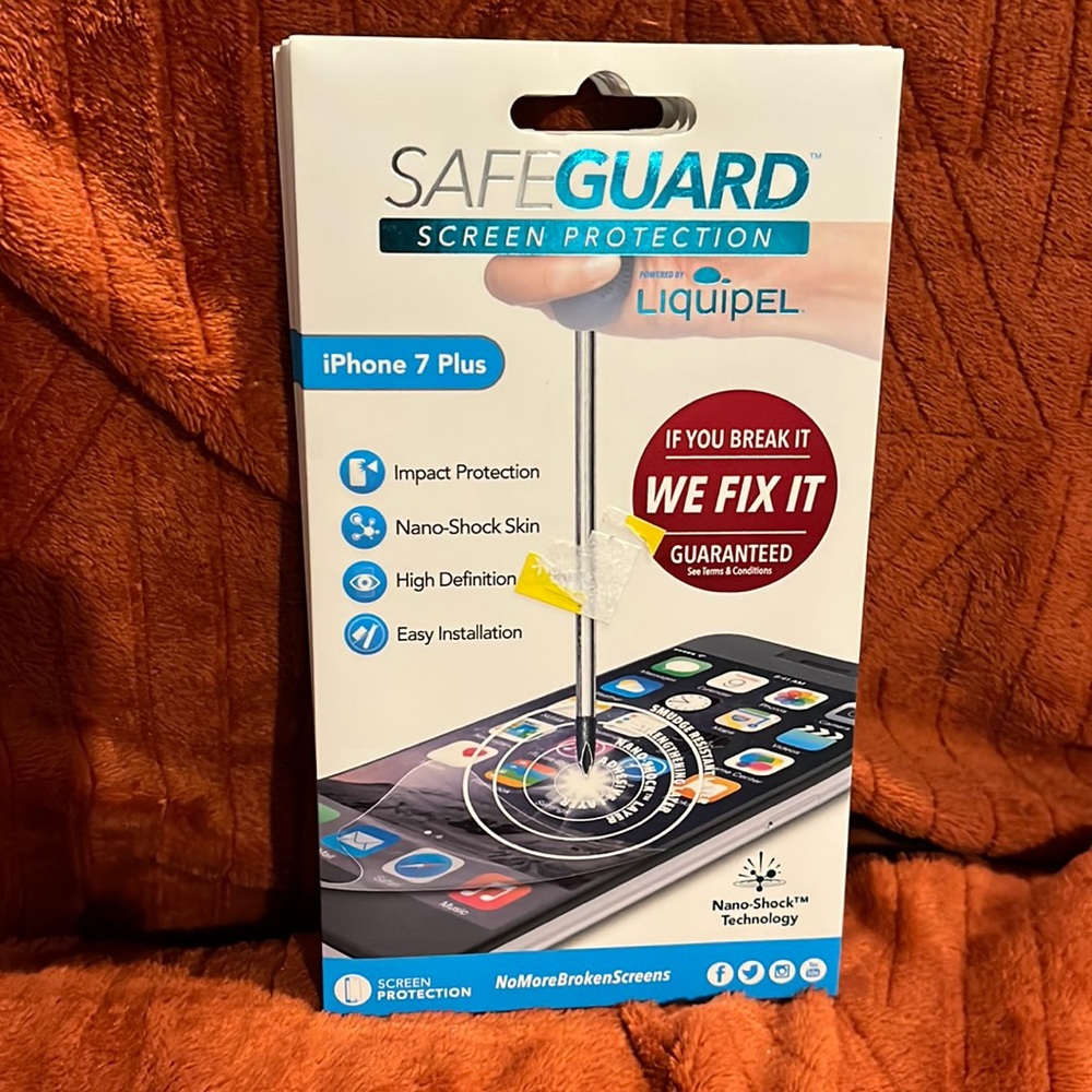 ( 5 ) iPhone 7 Plus safe guard screen protection ( Liquipel )